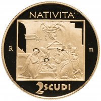 Купить Сан-Марино золотая монета 2 Scudi (скудо) 75 евро 2011 Proof Рождество