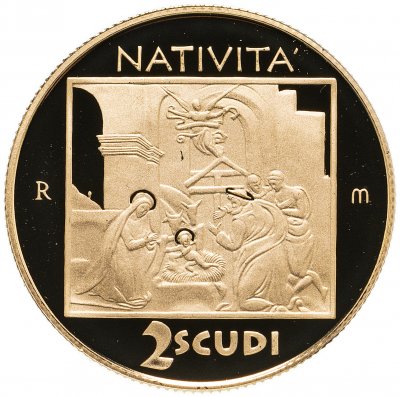 купить Сан-Марино золотая монета 2 Scudi (скудо) 75 евро 2011 Proof Рождество