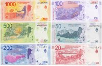 купить Аргентина - полный набор 20, 50, 100, 200, 500, 1000 песо 2017-2019 год - "Фауна"