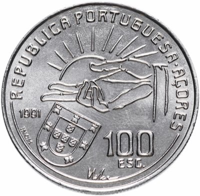 купить Португалия 100 эскудо (escudos) 1991 "100 лет со дня смерти Антеру де Кентал"