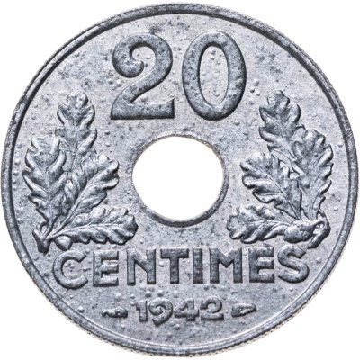 купить Франция 20 сантимов (centimes) 1942