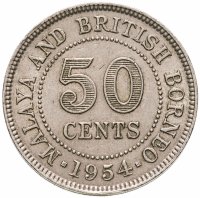 купить Малайя и Британское Борнео 50 центов (cents) 1954
