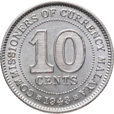 купить Малайя 10 центов (cents) 1943