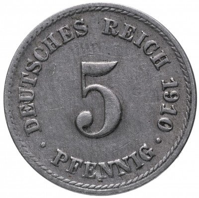 купить Германия 5 рейх пфеннигов 1910 "F"