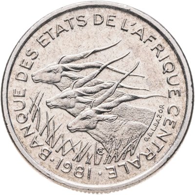 купить Центральная Африка (BEAC) 50 франков (francs) 1981 Отметка на реверсе "C" - Республика Конго