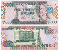 купить Гайана 1000 долларов 2009 (Pick 39b)