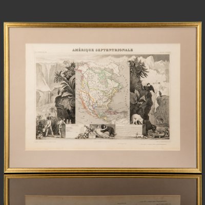 купить Гравюра "Карта Северной Америки (с республикой Техас)" в раме, автор Виктор Левассер (Victor Levasseur), бумага, печать, дерево стекло, Франция, 1840-1860 гг.