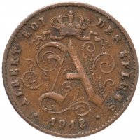купить Бельгия 1 сантим (centime) 1912 Надпись на французском - 'ALBERT ROI DES BELGES'