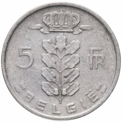 купить Бельгия 5 франков (franc) 1950 надпись на нидерландском- 'BELGIE'