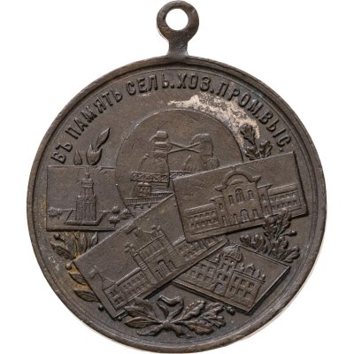 купить Памятная медаль Киевской сельскохозяйственной и промышленной выставки 1897 г., бронза, неизвестная мастерская, Российская Империя, 1890-е гг.