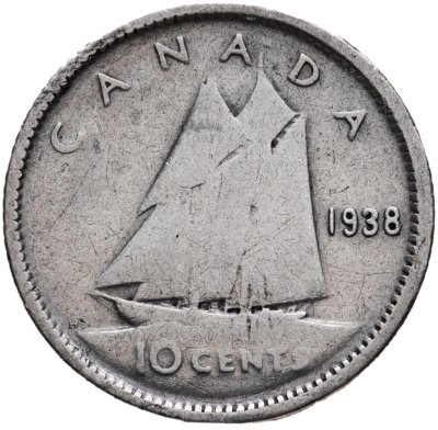 купить Канада 10 центов (cents) 1938