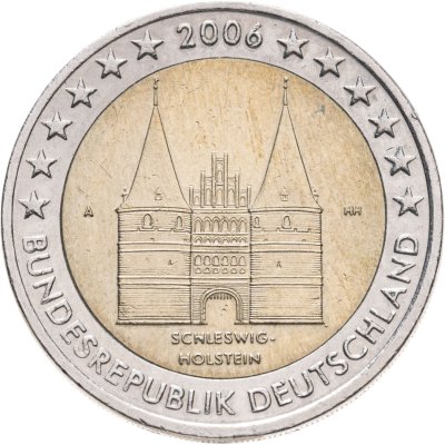 купить Германия 2 евро (euro) 2006 "Федеральные земли Германии: Шлезвиг-Гольштейн - Голштинские ворота в Любеке", знак монетного двора "А" - Берлин