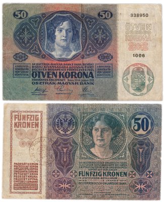 купить Австро-Венгрия 50 крон 1919 Трансильвания (Зибенбюрген) и Банат, надпечатка Румыния