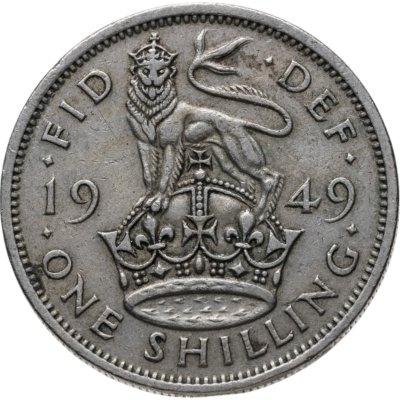 купить Великобритания 1 шиллинг (shilling) 1949 Английский шиллинг - лев, стоящий на короне