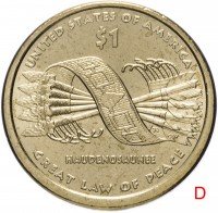 купить США 1 доллар (dollar) 2010 D "Коренные Американцы - Пояс Гайавата"