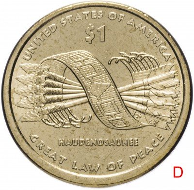 купить США 1 доллар (dollar) 2010 D "Коренные Американцы - Пояс Гайавата"