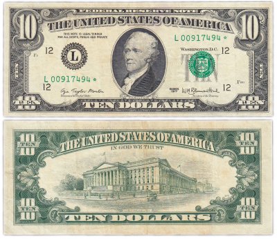 купить США 10 долларов 1977 (Pick 464а) L-Сан Франциско *-серия замещения