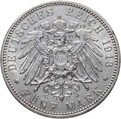 купить Германская Империя, Пруссия 5 марок 1913 A