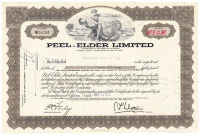 купить Акция США PEEL- ELDER LIMITED 1969- 1970 гг.
