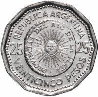 Купить Аргентина 25 песо (pesos) 1965
