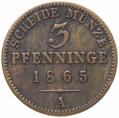 купить Германия, Пруссия 3 пфеннига 1865 А