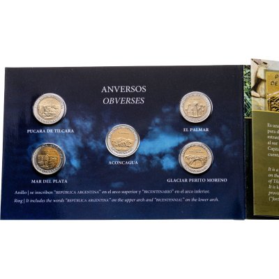 купить Аргентина набор (5 монет) 1 песо 2010 "200 лет Аргентине" в оригинальном буклете