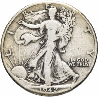 купить США 50 центов (1/2 доллара, half dollar) 1942 Walking Liberty Half Dollar Без отметки монетного двора
