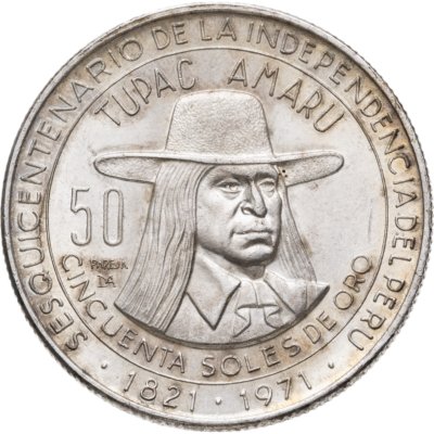 купить Перу 50 солей (soles) 1971 150 лет Независимости