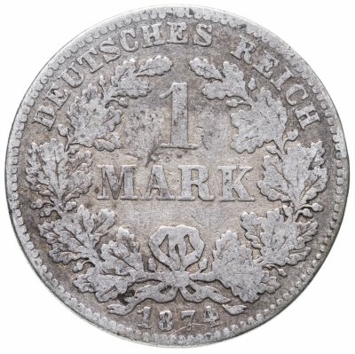 купить Германская Империя, 1 марка 1874 знак монетного двора "F" - Штутгарт