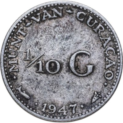 купить Кюрасао 1/10 гульдена (gulden) 1947, Королева Вильгельмина