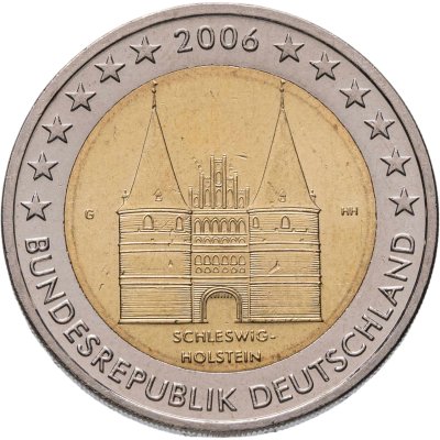 купить Германия 2 евро (euro) 2006 "Федеральные земли Германии: Шлезвиг-Гольштейн - Голштинские ворота в Любеке", знак монетного двора "G" - Карлсруэ