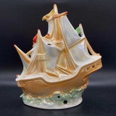 купить Статуэтка "Корабль", фарфор, роспись, люстр, СССР, 1980-1990 гг.