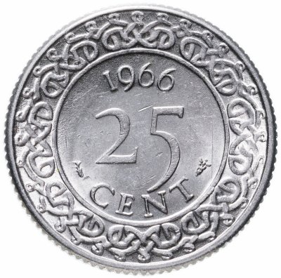 купить Суринам 25 центов (cents) 1966