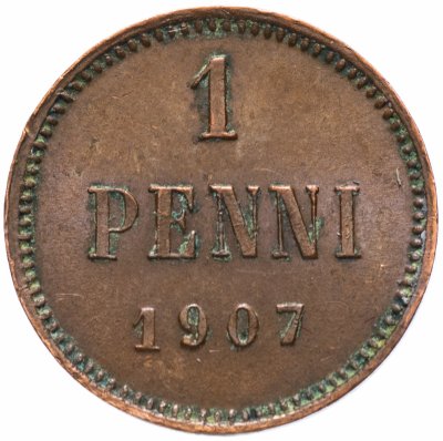 купить 1 пенни (penny) 1907 монета для Финляндии