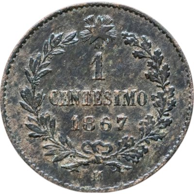 купить Италия 1 чентезимо (centesimo) 1867 Знак монетного двора: "M" - Милан