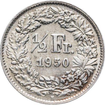 купить Швейцария 1/2 франка (franc) 1950