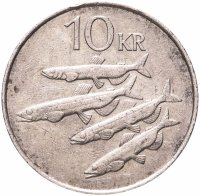 Купить Исландия 10 крон (kronur) 1984-1987 (не магнетик)