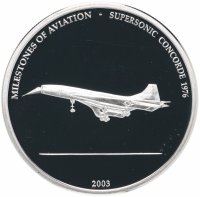 Купить Либерия 10 долларов 2003 "Самолет Конкорд"