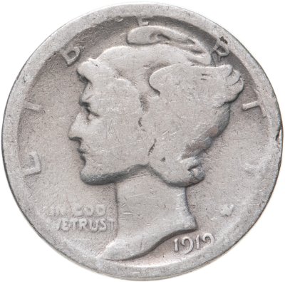 купить США 10 центов (дайм, one dime) 1919 Mercury Dime Без отметки монетного двора