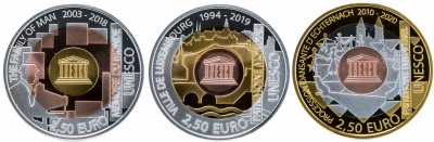купить Люксембург 2018-2020 набор из 3 монет "Люксембург в программе ЮНЕСКО"