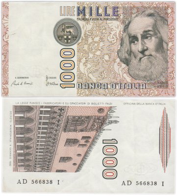 купить Италия 1000 лир 1982 года (Pick 109a)