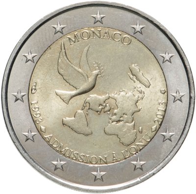 купить Монако 2 евро (euro) 2013 "20 лет вступления в ООН"