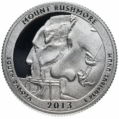 купить США 25 центов (квотер, 1/4 доллара, quarter dollar) 2013 S Proof Национальный мемориал Маунт-Рашмор