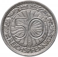 купить Германия (Веймарская республика) 50 рейхспфеннигов (reichspfennig) 1928 "D"