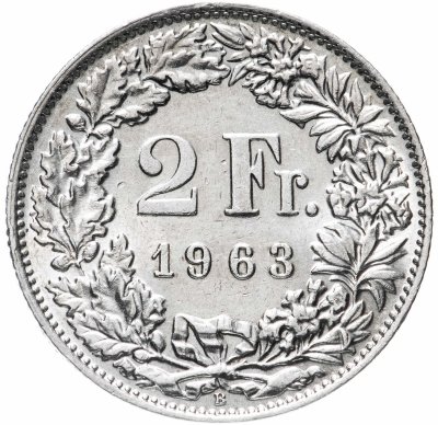 купить Швейцария 2 франка 1963