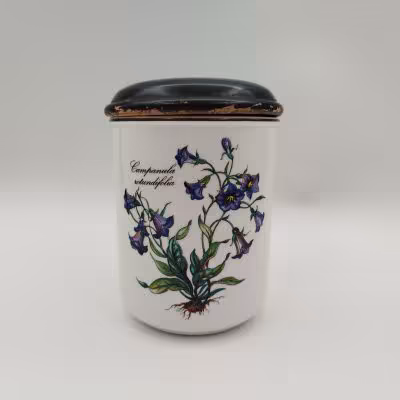 купить Банка "Campanula rotundifolia" ("Колокольчик круглолистный") для сыпучих продуктов (для чая, специй), серия "Botanica", фарфор, деколь, дерево (крышка), Villeroy & Boch, Люксембург, 1980-2002 гг.