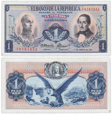 купить Колумбия 1 песо 1973 год (Pick 404(e)