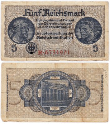 купить Германия 5 марок 1939-1945