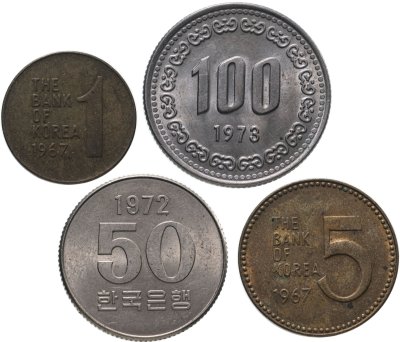 купить Южная Корея набор монет 1967-1973 (4 штуки)