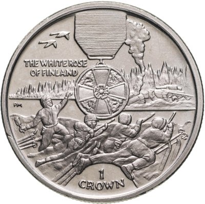 купить Остров Мэн 1 крона 2004 "Медаль Белой розы Финляндии"